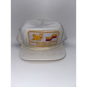 Vintage Seaboard System Railroad Hat Nissin Cap White Train Patch Snapback